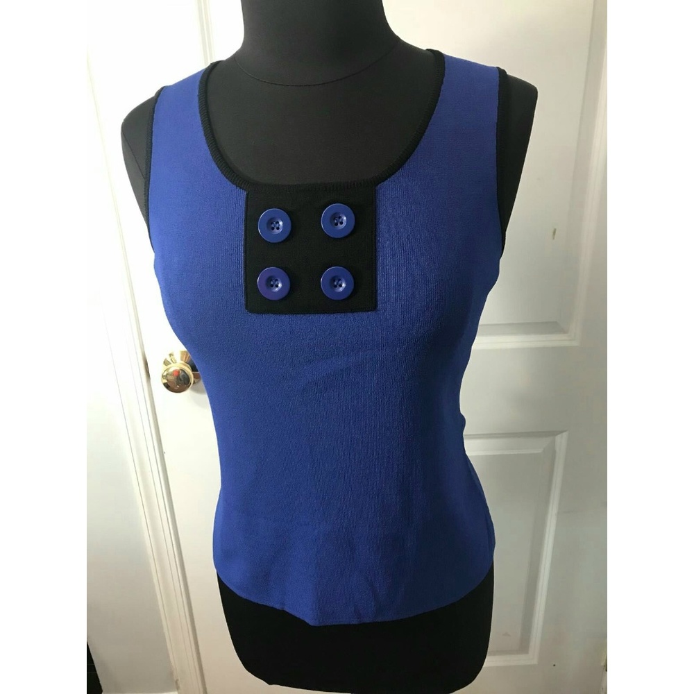 Cable & Gauge Sleeveless Knit Top Sz M Royal Blue